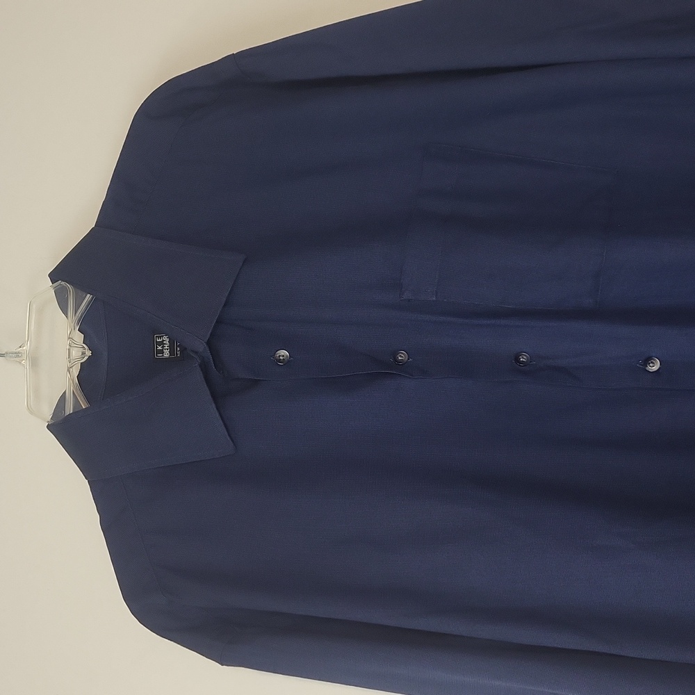 IKE BEHAR Blue 100% Soft Cotton Button Down Shirt - 17.5 neck